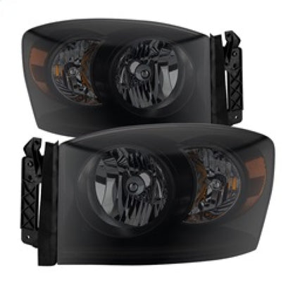 xTune Dodge Ram 1500 06-08 Amber Crystal Headlights Black Smoked HD-JH-DR06-AM-BSM