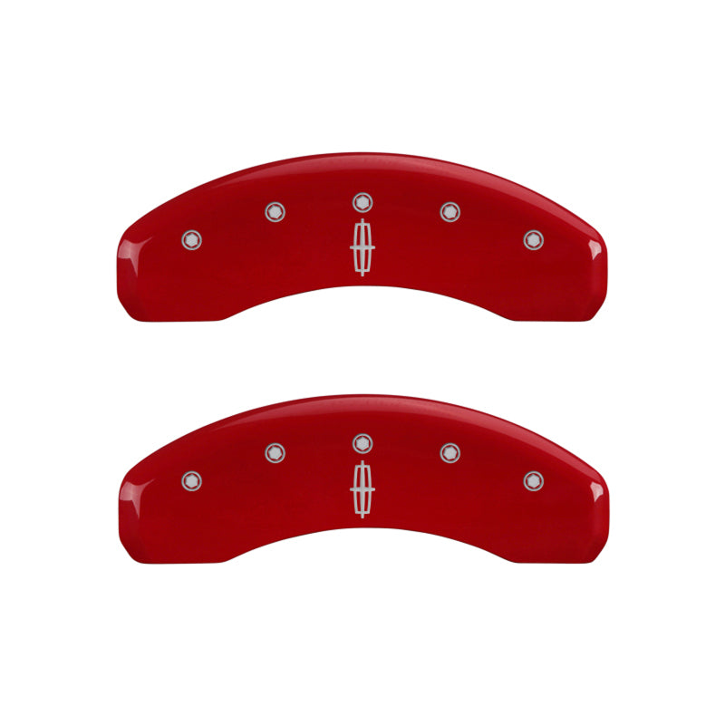 MGP 4 Caliper Covers Engraved Front Lincoln Engraved Rear Star logo Red finish silver ch