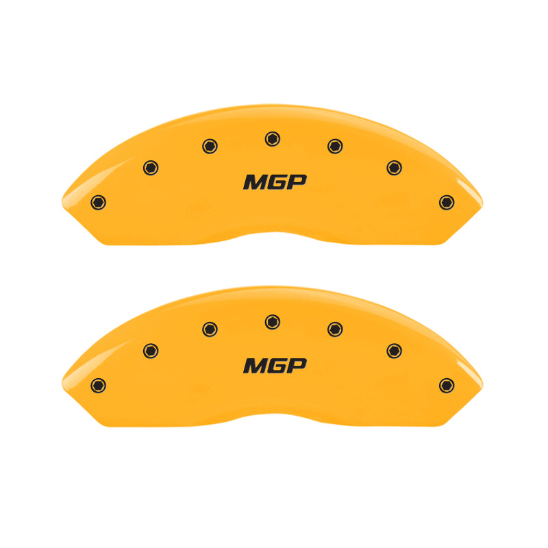 MGP 4 Caliper Covers Engraved Front & Rear Bowtie Black finish silver ch