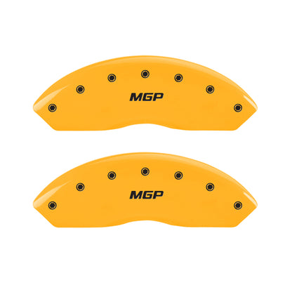 MGP 4 Caliper Covers Engraved Front & Rear GMC Yellow finish black ch