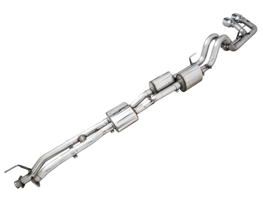 AWE Tuning 16-22 Toyota Tacoma 0FG Cat-Back Exhaust w/ BashGuard - Dual Chrome Silver Tips
