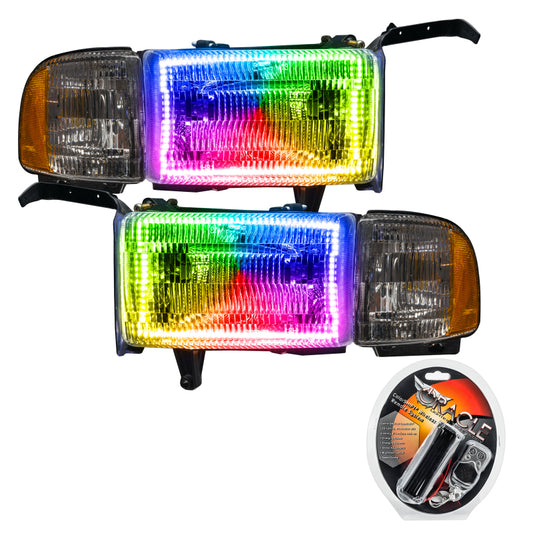 Oracle 94-02 Dodge Ram Pre-Assembled Halo Headlights - ColorSHIFT