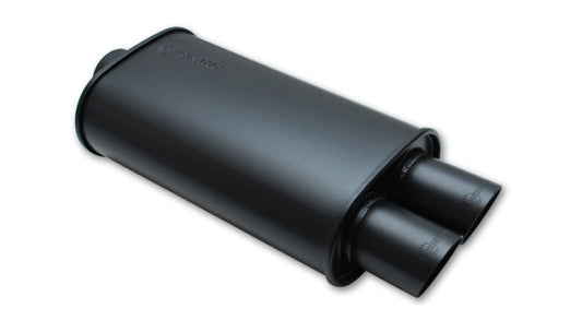 Vibrant - StreetPower FLAT BLACK Oval Muffler with Dual 3in Outlets - 2.5in inlet I.D.