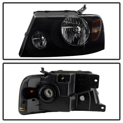 xTune Ford F150 04-08 Amber Crystal Headlights Black Smoked HD-JH-FF15004-AM-BSM
