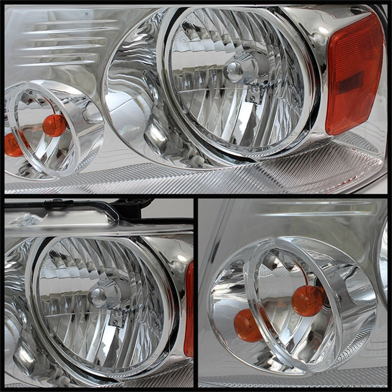 xTune Ford F150 04-08 Amber Crystal Headlights Chrome HD-JH-FF15004-AM-C