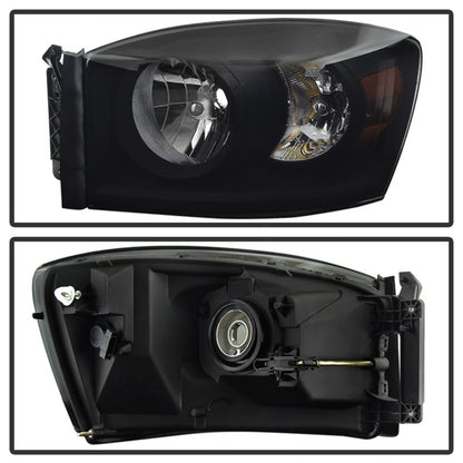 xTune Dodge Ram 1500 06-08 Amber Crystal Headlights Black Smoked HD-JH-DR06-AM-BSM