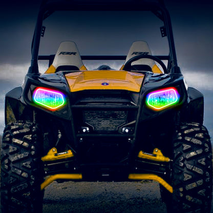 Oracle 08-19 Polaris RZR 570/800/900 Dynamic RGB+W Headlight Halo Kit - - Dynamic