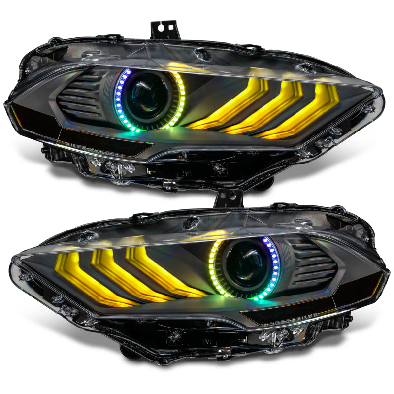 Oracle Lighting 18-23 Ford Mustang Dynamic ColorSHIFT LED Headlights - Black Series