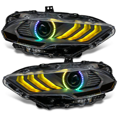 Oracle Lighting 18-23 Ford Mustang Dynamic ColorSHIFT LED Headlights - Black Series