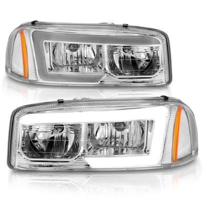 ANZO 99-17 GMC Sierra/Denali Headlights Chrome Amber (w/C Light Bars)
