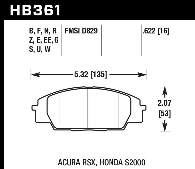 Hawk 02-05 Acura RSX 2.0L Type-S OE Incl. Shims Front ER-1 Brake Pads