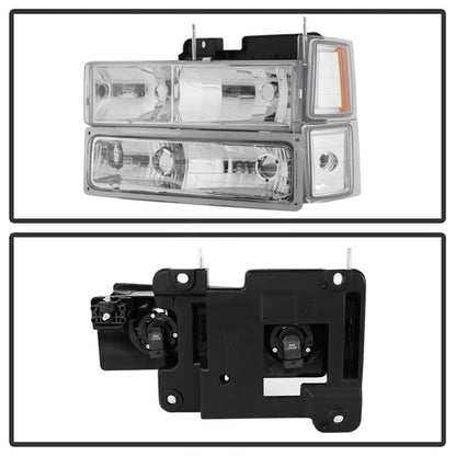 xTune Chevy Suburban 94-98 Headlights w/ Corner & Parking Lights 8pcs Chrome HD-JH-CCK88-AM-C-SET