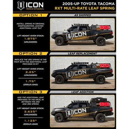 ICON 05-15 Toyota Tacoma 0-3.5in/16-17 Toyota Tacoma 0-2.75in Stage 9 Suspension System w/Billet Uca