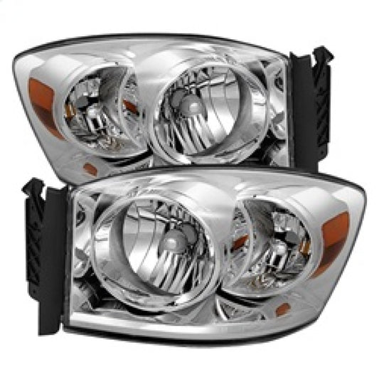 xTune Dodge Ram 1500 06-08 / Ram 2500/3500 06-09 Amber Crystal Headlights Chrome HD-JH-DR06-AM-C