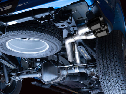 AWE 21+ Ford F150 Dual Side Exit Cat-Back Exhaust - 4.5in Diamond Black Tips *For Stock Y-Pipe Only