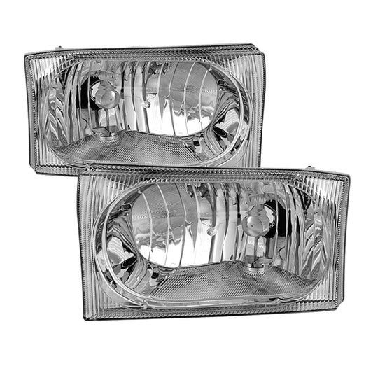 Xtune Ford F250 F350 F450 Superduty Excursion 99-04 OEM Style Headlights Chrome HD-JH-FF25099-OE-C