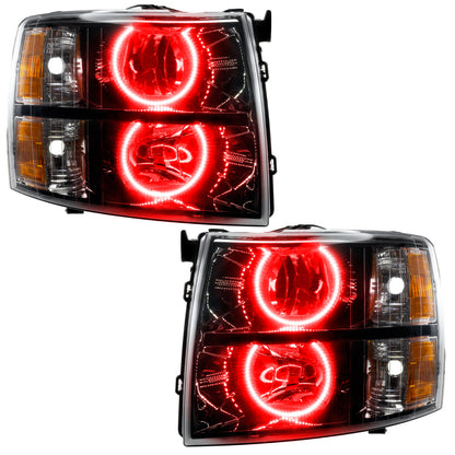 Oracle Lighting 07-13 Chevrolet Silverado Assembled Halo Headlights Round Style -Red