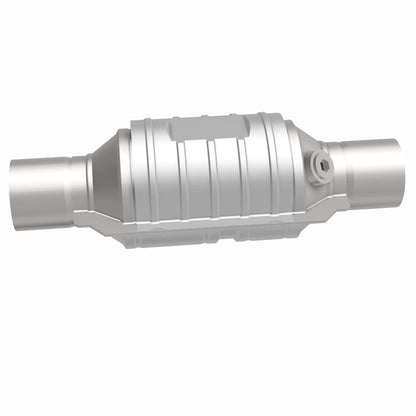 MagnaFlow Univ Conv 2in In/Out Ctr/Ctr Round 9in Body L x 5.125in W x 13in Overall L Single O2 Port
