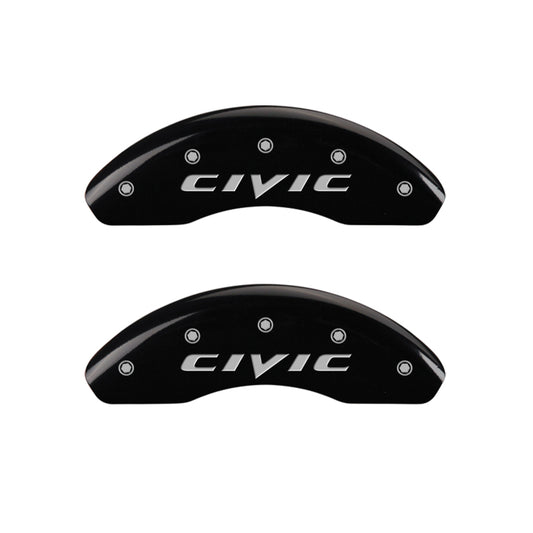 MGP 4 Caliper Covers Engraved Front & Rear MGP Yellow Finish Black Char 2017 Honda Civic