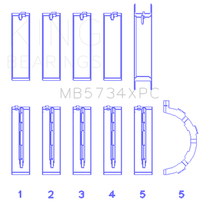 King Engine Bearings Ford 302cid Coyote Coated (Size .026) Crankshaft Main Bearings (Set of 5)