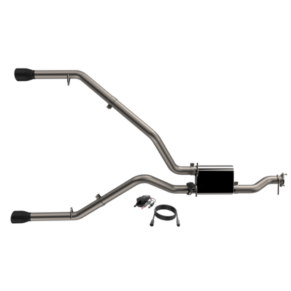 2019-2024 Ram 1500 QTP Screamer Split Rear Exit Cat Back Black Tips
