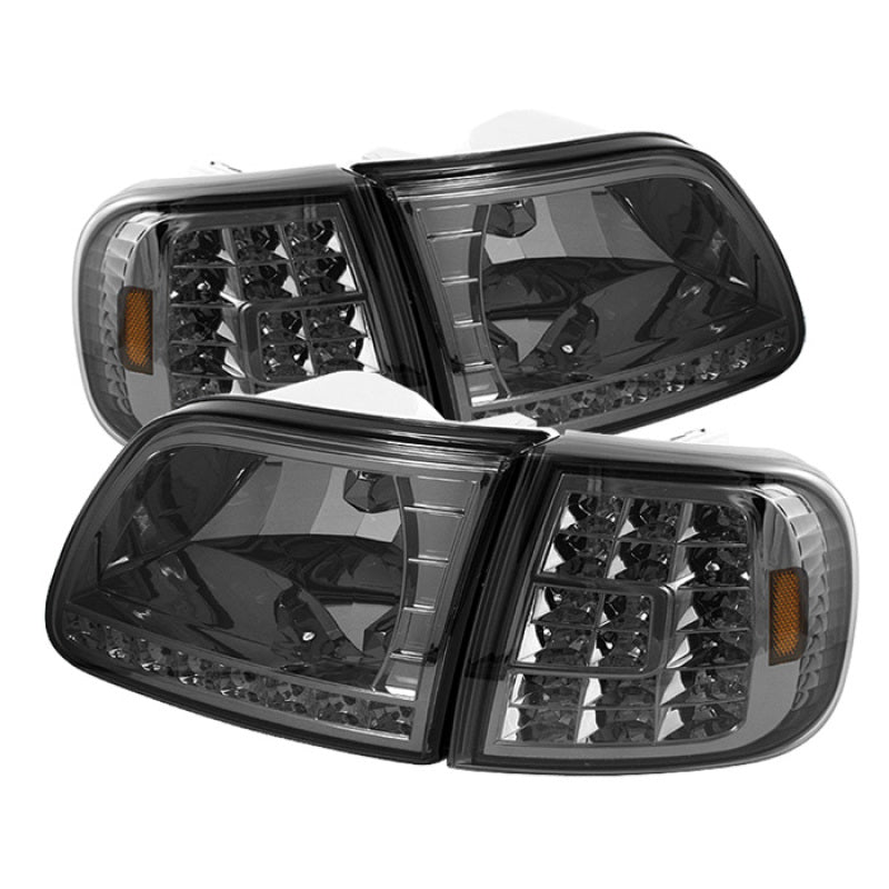 xTune Ford F150 97-03 Crystal Headlights w/ Clear LED Corners Smoke HD-ON-FF15097-LED-SET-SM