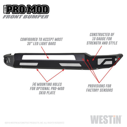 Westin 2019 Dodge Ram 1500 ( Excludes 1500 Classic & Rebel Models ) Pro-Mod Front Bumper - Text. Blk