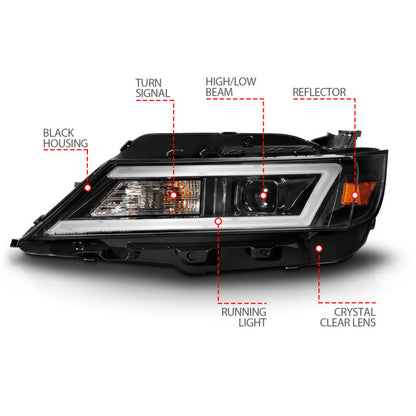 ANZO 14-20 Chevrolet Impala Square Projector LED Bar Headlights w/ Black Housing