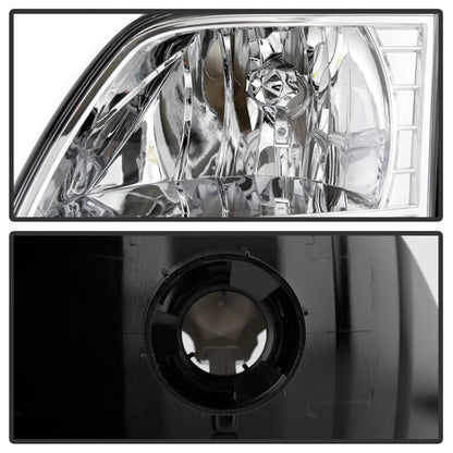 xTune Ford F150 97-03 Crystal Headlights w/ Clear LED Corners Chrome HD-ON-FF15097-LED-SET-C