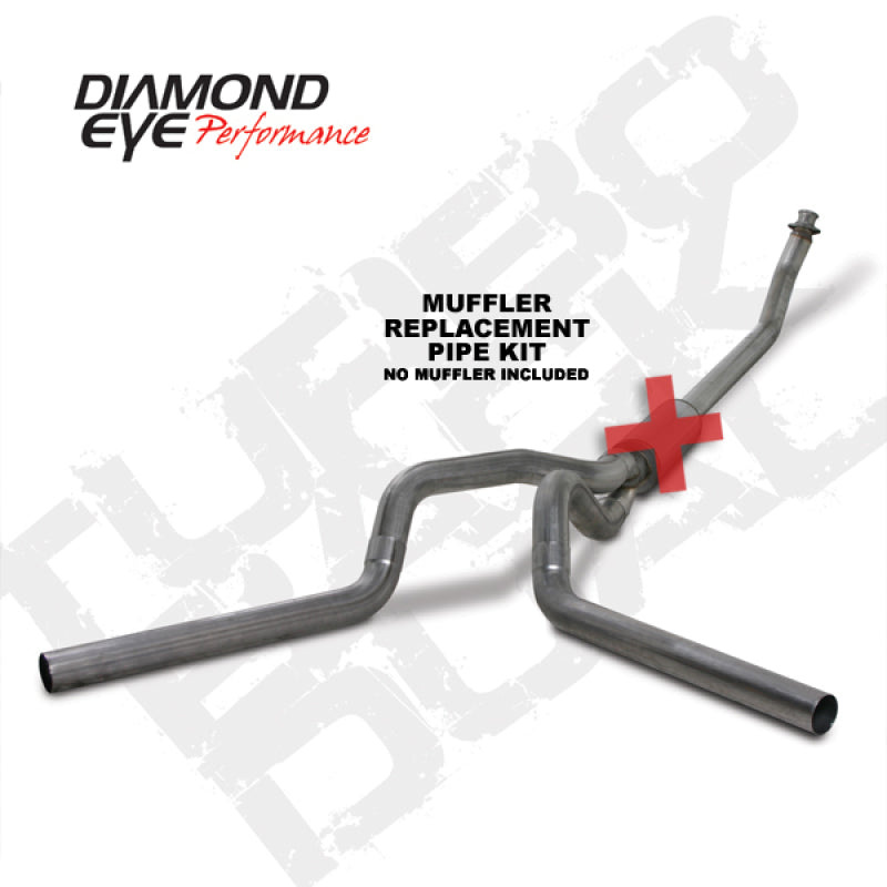 Diamond Eye KIT 4in Turbo Back MFLR RPLCMENT PIPE DUAL SS: 94-02 DODGE CUMMINS 5.9L