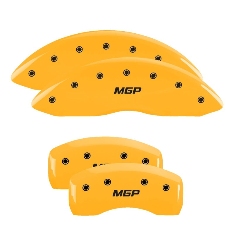 MGP 4 Caliper Covers Engraved Front & Rear MGP Yellow Finish Black Char 2017 Toyota Corolla IM
