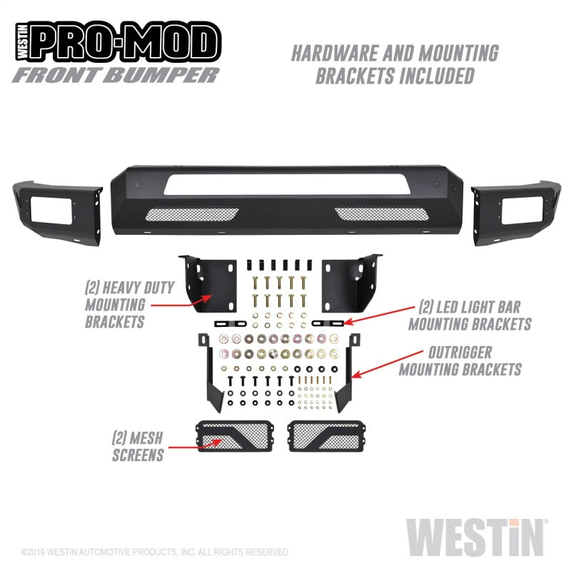 Westin 2019 Dodge Ram 1500 ( Excludes 1500 Classic & Rebel Models ) Pro-Mod Front Bumper - Text. Blk