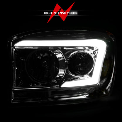 ANZO 06-09 Dodge RAM 1500/2500/3500 Headlights Chrome Housing/Clear Lens (w/ Light Bars)
