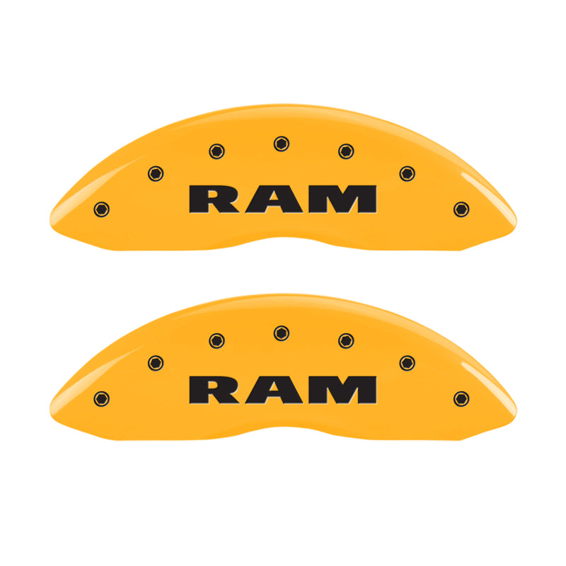 MGP 4 Caliper Covers Engraved Front RAM Engraved Rear RAMHEAD Black finish silver ch