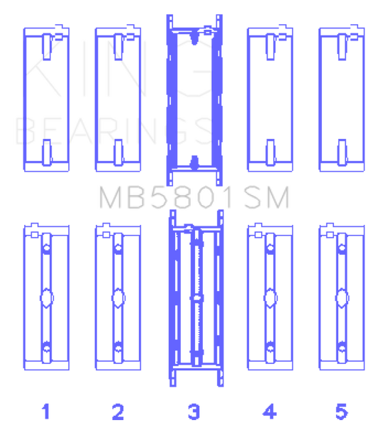 King Engine Bearings BMW N63/S63 Crankshaft Main Bearing Set - Size +0.50mm