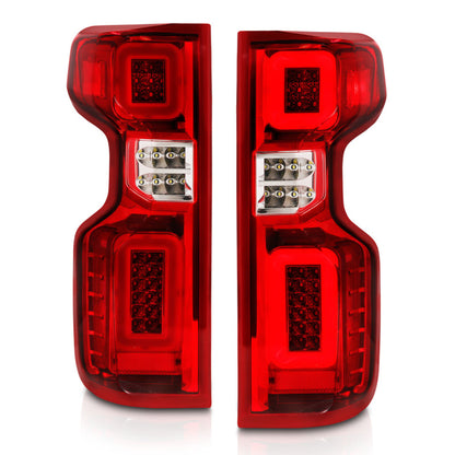 ANZO 19-21 Chevy Silverado Full LED Taillights Chrome Housing Red/Clear Lens G2 (w/C light Bars)