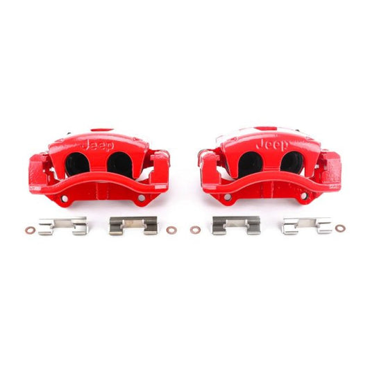 Power Stop 06-10 Jeep Commander Front Red Calipers w/Brackets - Pair