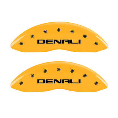 MGP 4 Caliper Covers Engraved Front & Rear Denali Yellow Finish Black Char 2009 GMC Savana 1500