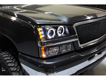 Spyder Chevy Silverado 1500 03-06 Projector LED Halo LED Amber Reflector Blk PRO-YD-CS03-AM-BK