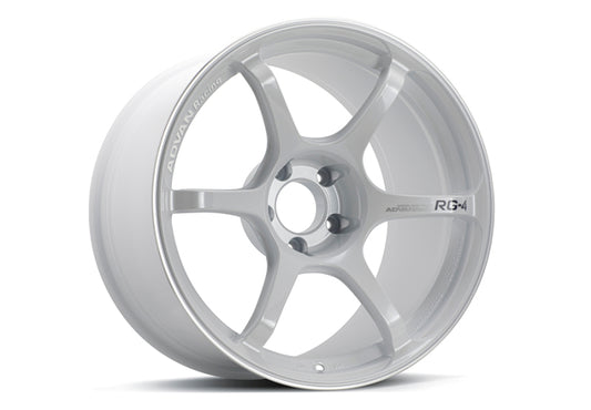Advan RG-4 18x8.5 +44 5x114.3 Racing White Metallic and Ring Wheel
