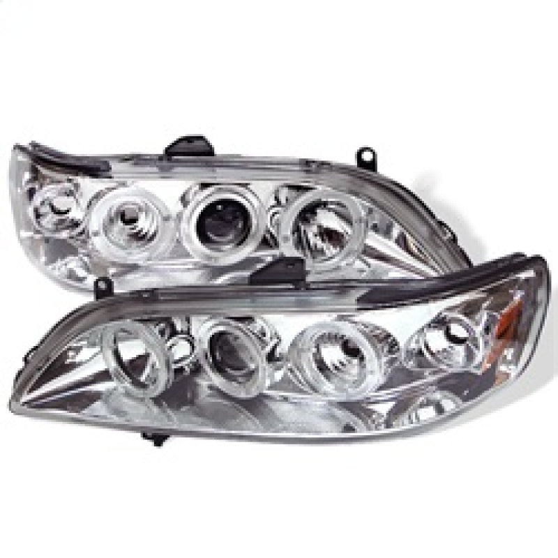 Spyder Honda Accord 98-02 1PC Projector Headlights LED Halo Amber Reflector Chrm PRO-YD-HA98-AM-C