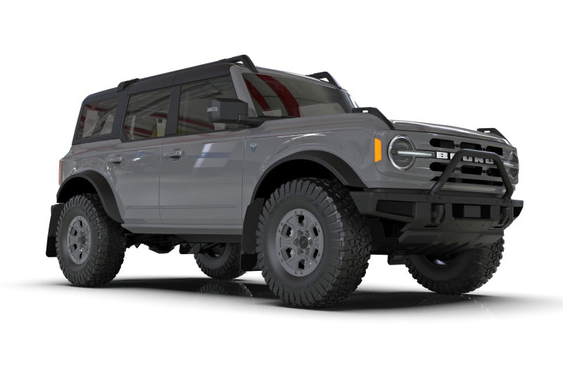 Rally Armor 21-25 Ford Bronco (Plstc Bmpr - NO Rptr/Sprt - NO RR/RB) Blk Mud Flap w/Cy Orange Logo
