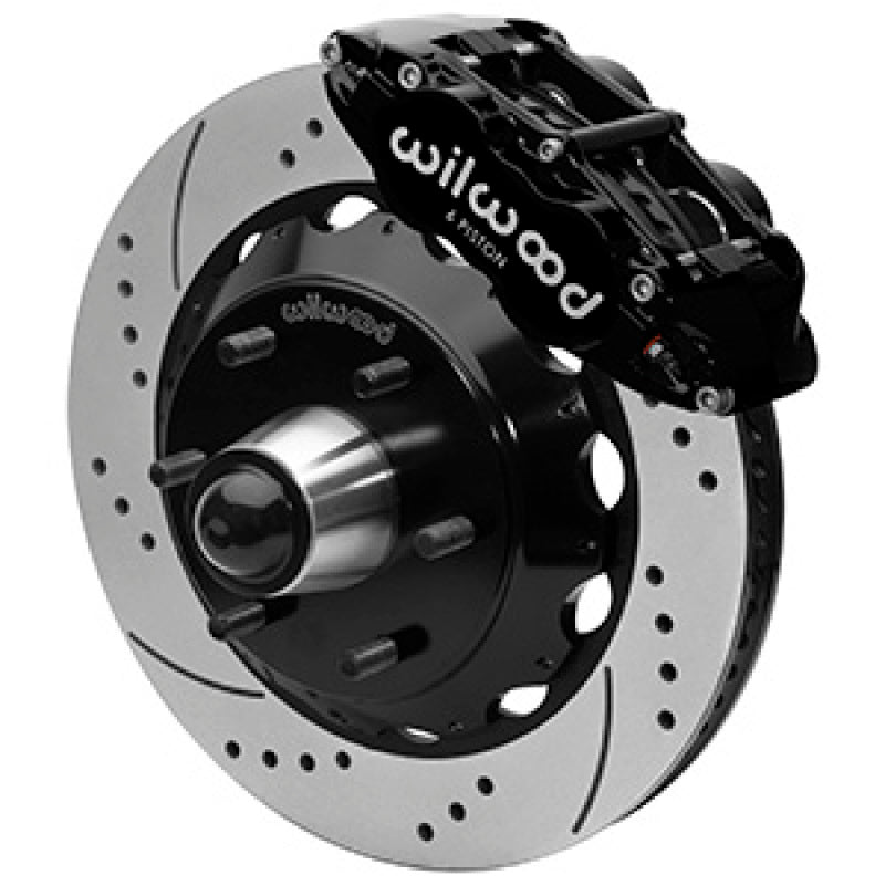 Wilwood 63-87 C10 FNSL6R Front Big Brake Kit 14in drill/slot 6x5.5 BP for drop spindles - Blk