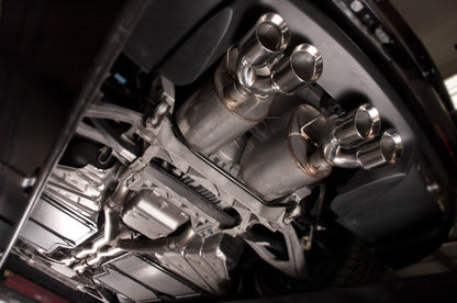 Stainless Works 2009-13 C6 Corvette Axle Back 2-1/2in Dual Chambered Turbo Mufflers Quad 4in Tips