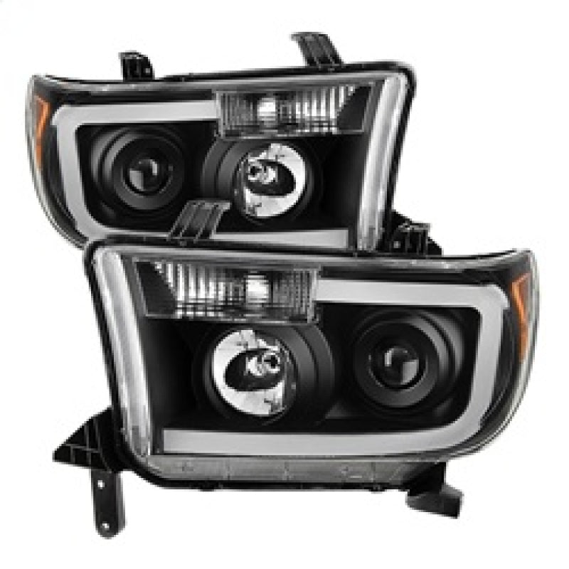 xTune Toyota Tundra 07-13 LED Light Bar Projector Headlights Black PRO-JH-TTU07-LED-BK