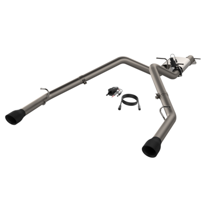 2019-2024 Ram 1500 QTP Screamer Split Rear Exit Cat Back Black Tips