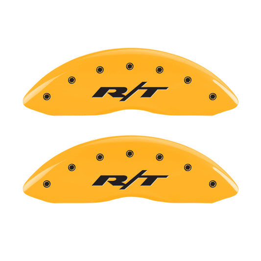 MGP 4 Caliper Covers Engraved Front & Rear RT1-Truck Yellow finish black ch