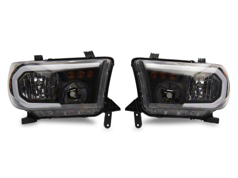Raxiom 07-13 Toyota Tundra Axial Series Headlights w/ SEQL LED Bar- Black Housing (Clear Lens)