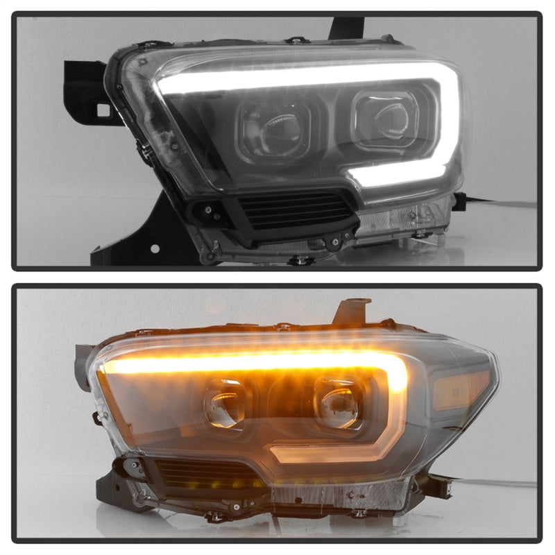 xTune 16-18 Toyota Tacoma SR/SR5 DRL Projector Headlights w/Turn Signal - Blk (PRO-JH-TTA16-SR-BK)