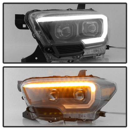 xTune 16-18 Toyota Tacoma SR/SR5 DRL Projector Headlights w/Turn Signal - Blk (PRO-JH-TTA16-SR-BK)